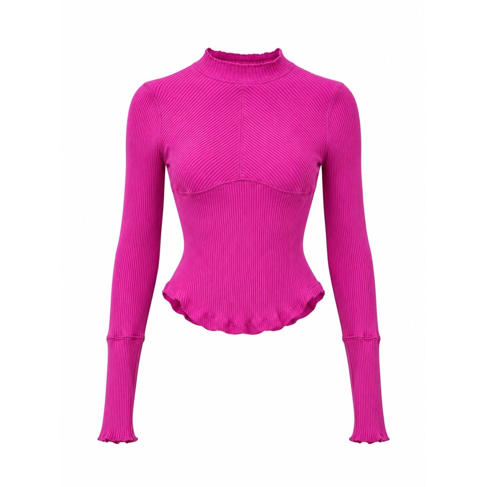 Free People Movement Womens Top XS Ribbed Long Sleeve Thumbhole Magenta Pink